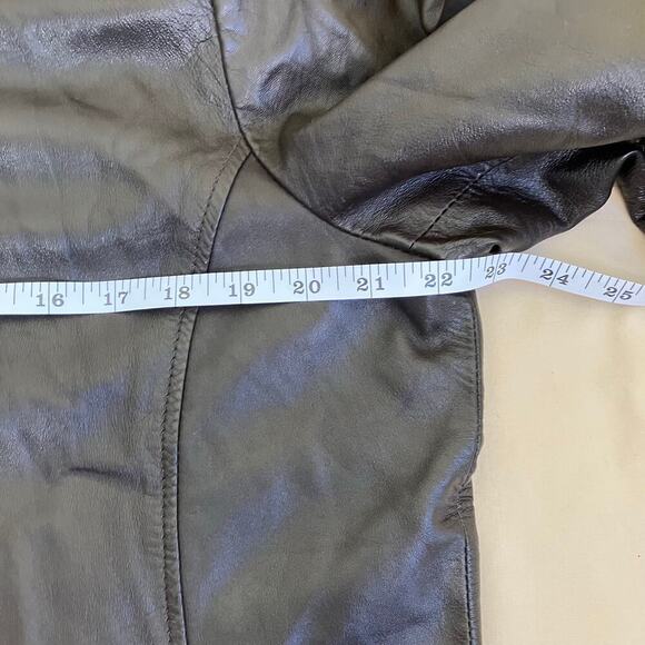 Style&Co Chocolate Brown Zip-up Leather Jacket Collared Hip Length Pockets Sz L - Picture 16 of 16